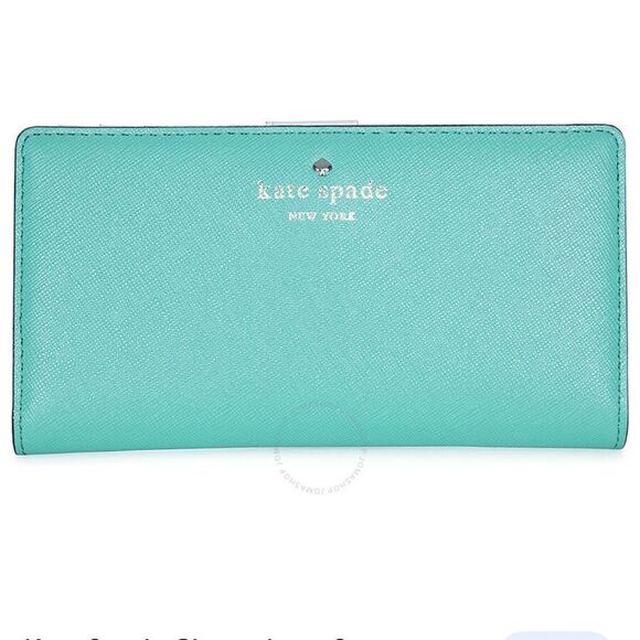 KATE SPADE Cherry Lane Stacy Bright Beryl Leather Wallet - Picture 1 of 7